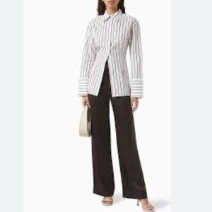 Day Birger et Mikkelsen Julia Modern Stripe Blouse Top Bright White  Brown